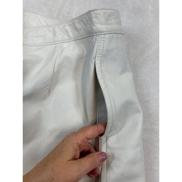 The Leather Factory Skirt Womens 7/8 White Leather Lined Midi Made in USA - Picture 4 of 9